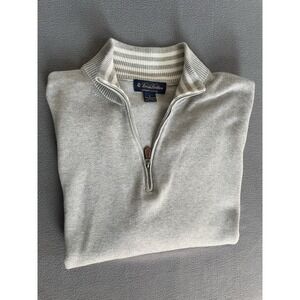 Brooks Brothers Supima Cotton Quarter Zip Sweater Gray Men's Size L